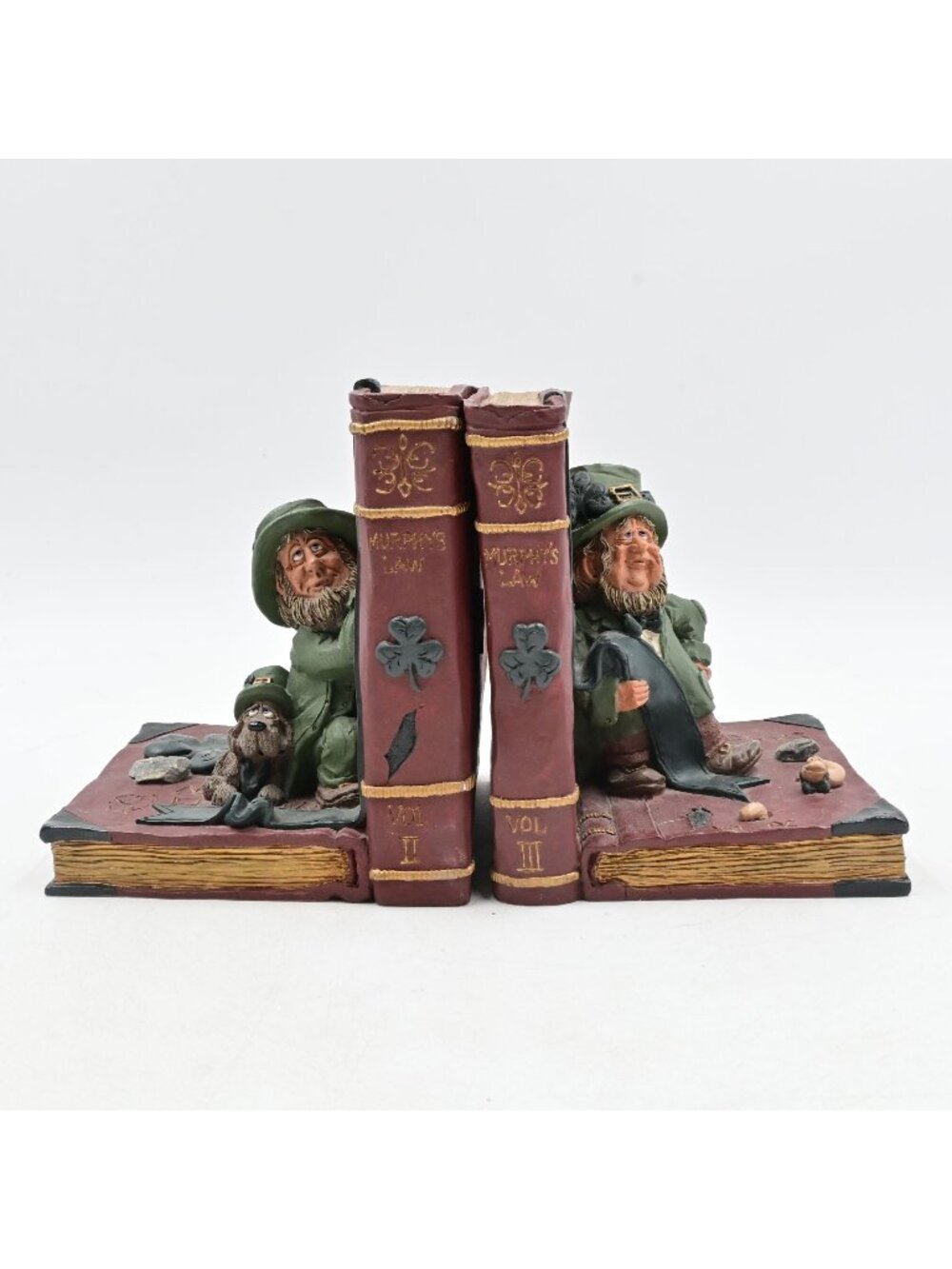 Murphy's Law Leprechaun Book Ends Irish Blarney Stone Figurine Vintage